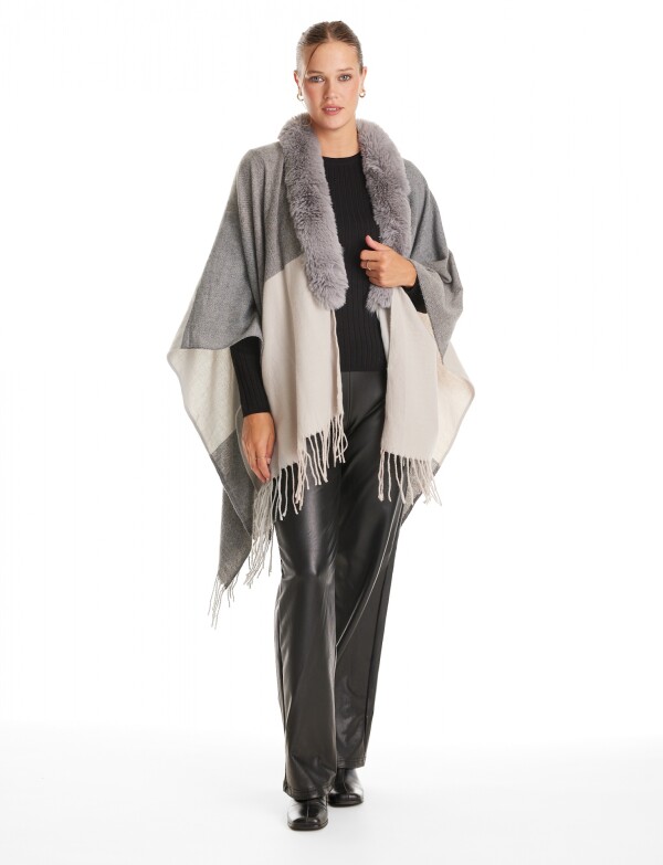 Ruana Faux Fur GRIS/MULTI