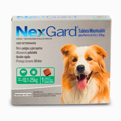 NEXGARD PASTILLA ANTIPULGAS Y GARRAPATAS X 1 COMP DE 10 A 25 KG