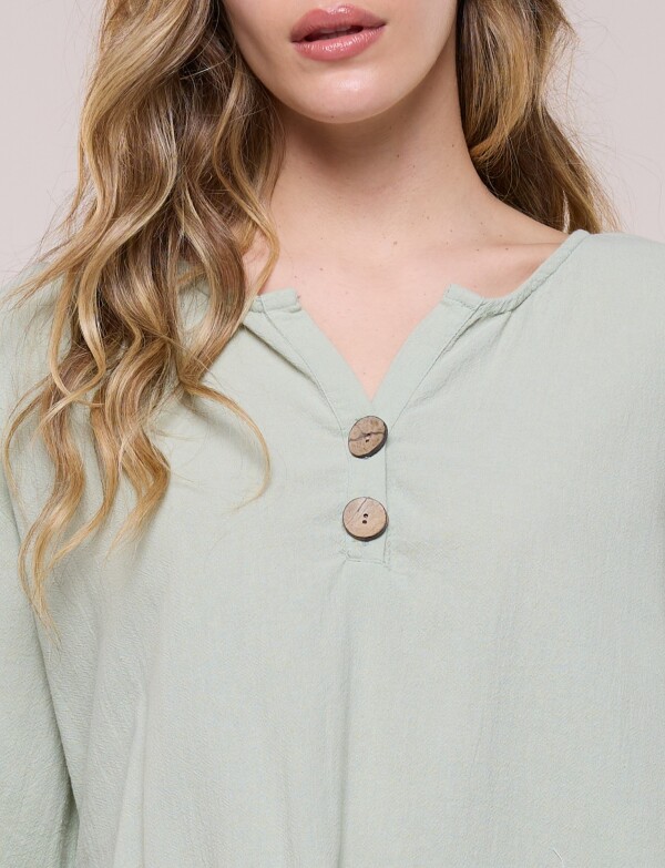 Blusa Algodon Botones VERDE CLARO