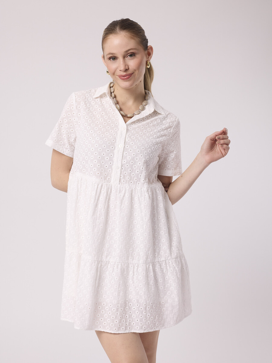 Vestido mini broderie - blanco 