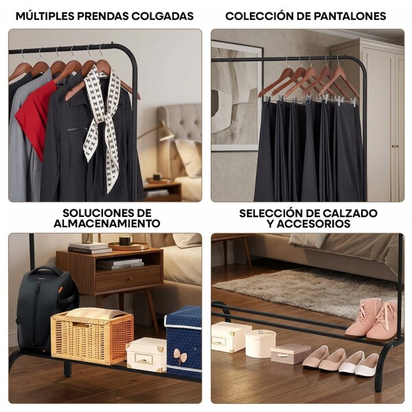 Perchero Para Ropa Percha Metal Organizador Estante Placard Imback Color Negro Perchero Para Ropa Percha Metal Organizador Estante Placard Imback Color Negro