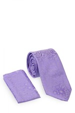 Corbata con pañuelo 8 cm LILA