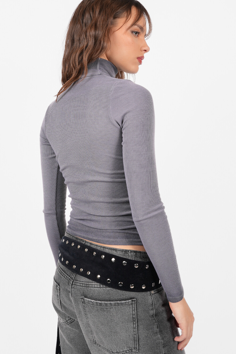 Top Polera Patch Gris