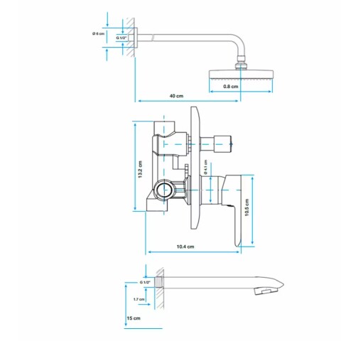 Grifería de Ducha Monocomando embutida con transferencia Alassio Negro Mate Grifería De Ducha Monocomando Embutida Con Transferencia Alassio Negro Mate