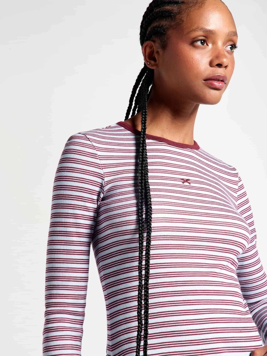 CAMISETA MANGA LARGA A RAYAS - BORDEAUX 