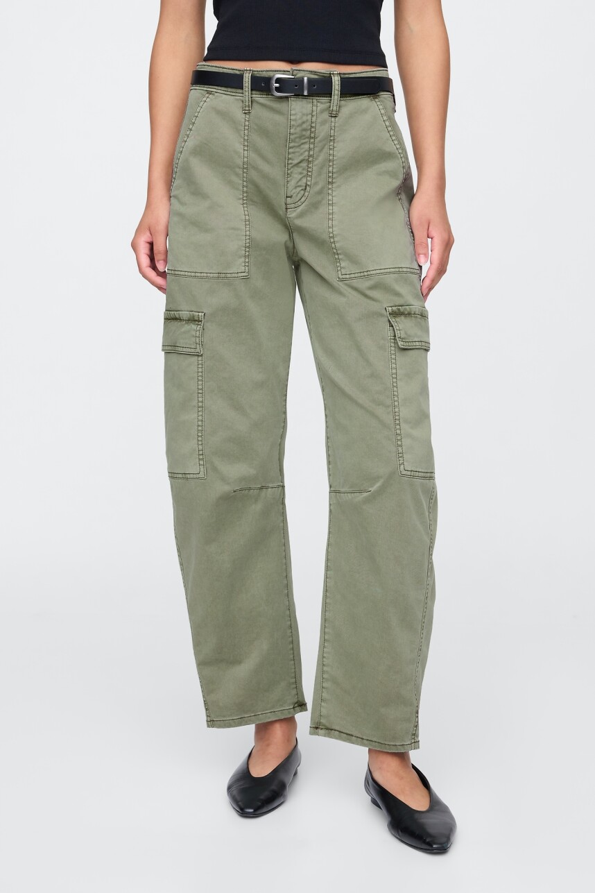 Pantalón Cargo Khaki Barrel Mujer Mesculen Green