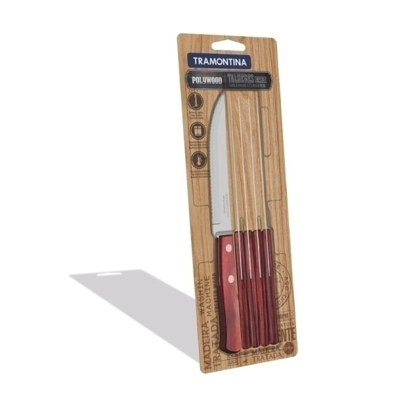 Cuchillo de mesa modelo POLYWOOD, 6 piezas -TRAMONTINA TN9204