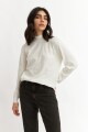 Sweater media polera con puños BLANCO