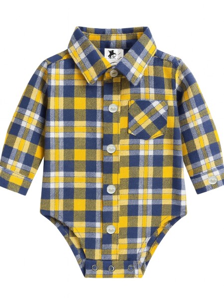 Camisa Body Viyela MOSTAZA Y AZUL