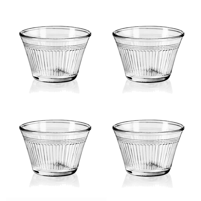 Set x4 Flanera estriada 175ml TRANSPARENTE