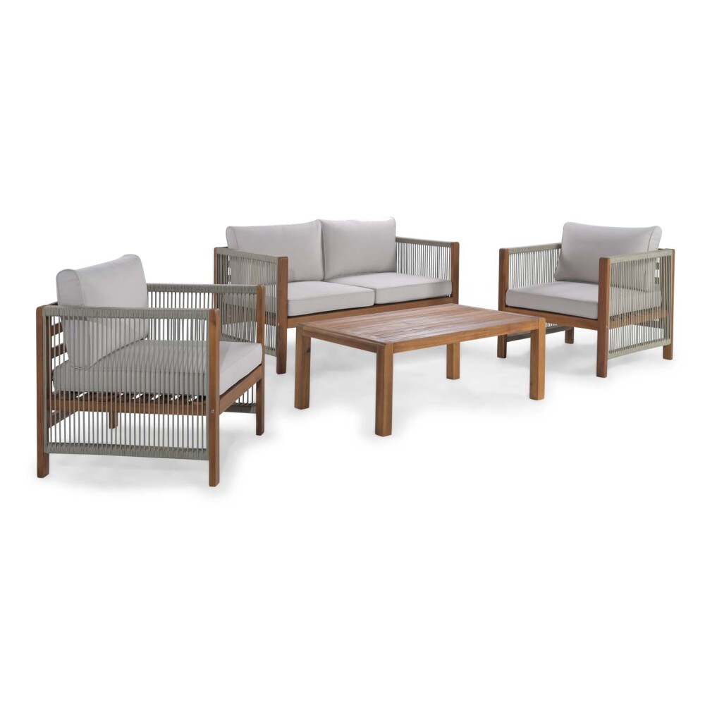 SET DE LIVING MADERA-ACACIA NATURAL-BEIGE MONTERREY