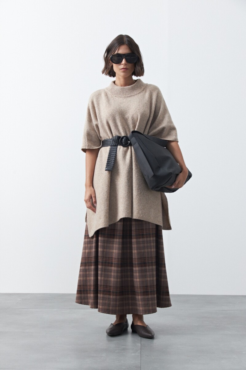 PONCHO DORIEL Beige Melange