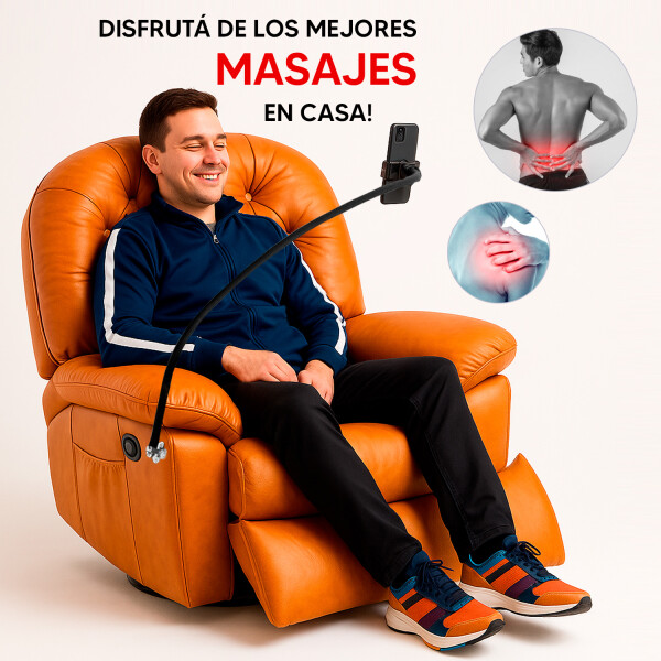 Sillón Masajeador Poltrona Con Control Y Soporte Para Celular NARANJA