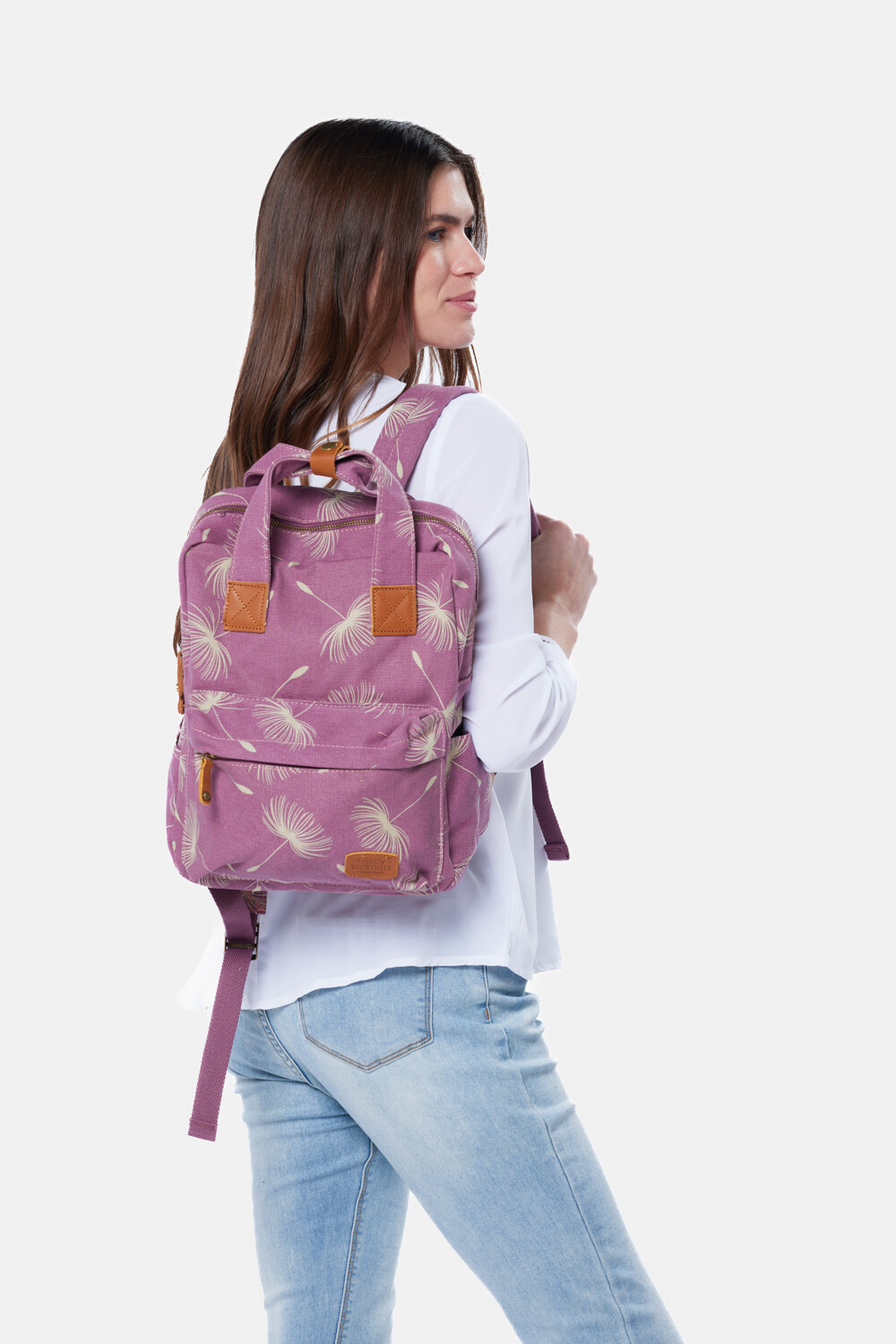 MOCHILA DE LONA ESTAMPADA Rosado