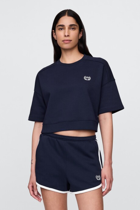 Buzo Deportivo Crop Manga Corta Logo Mujer Navy Uniform