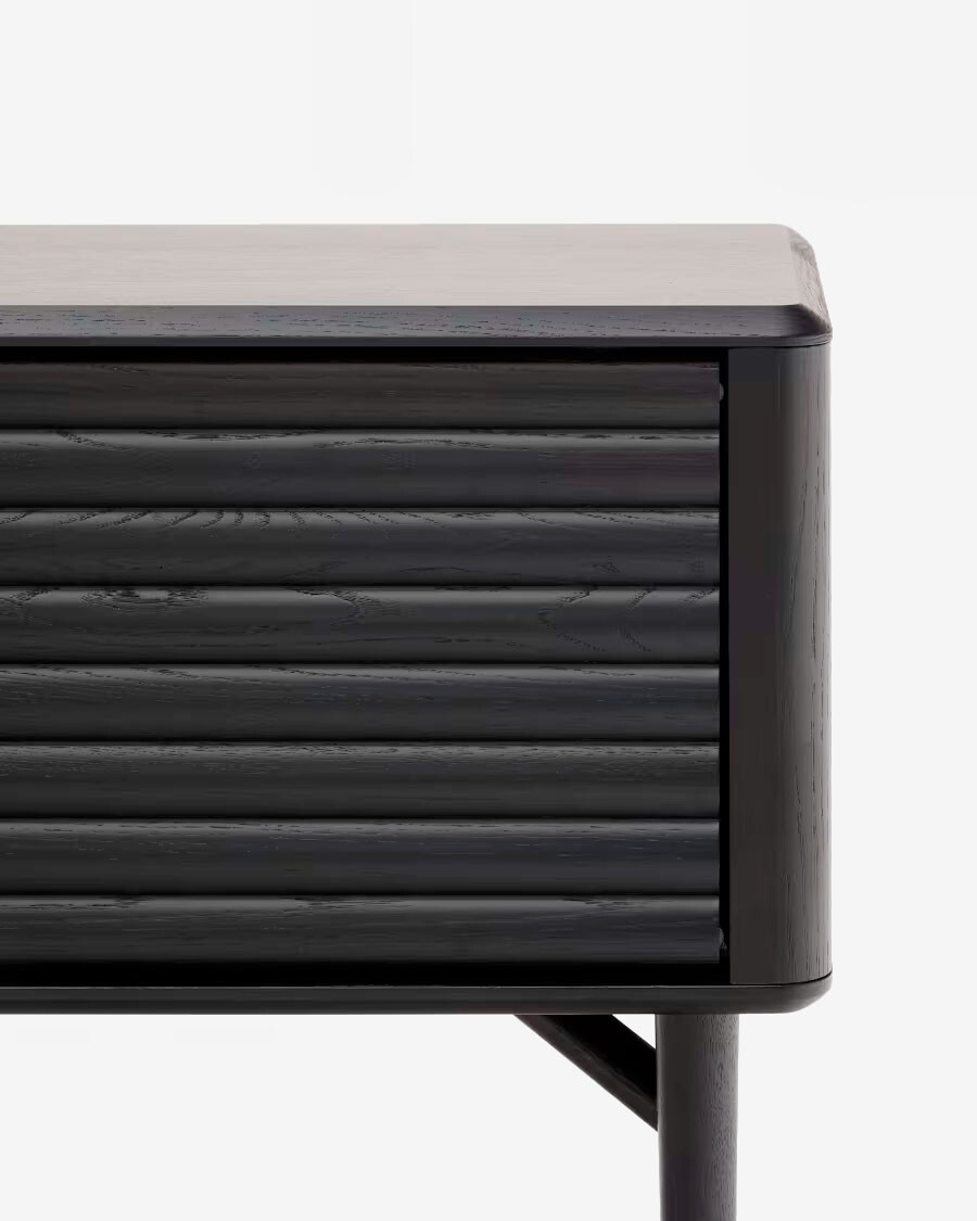 Mueble TV Lenon 200 x 57 cm de madera maciza y chapa de roble negro