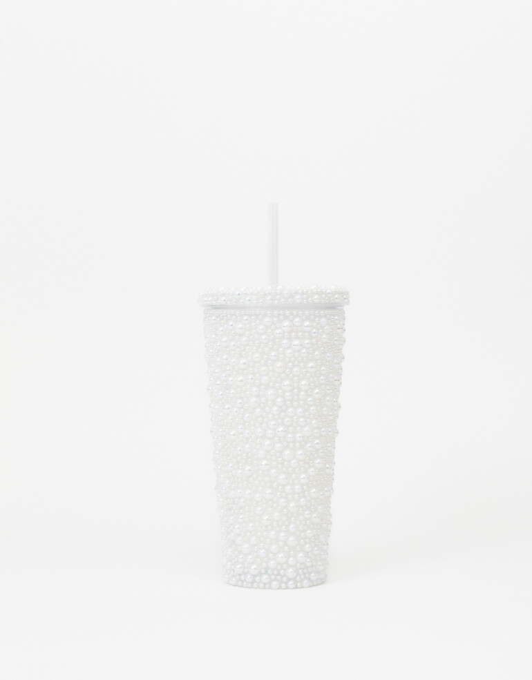 Artículos cocina Vasos Vaso De Plástico Con Perlas - Blanco Nacarado/perlado