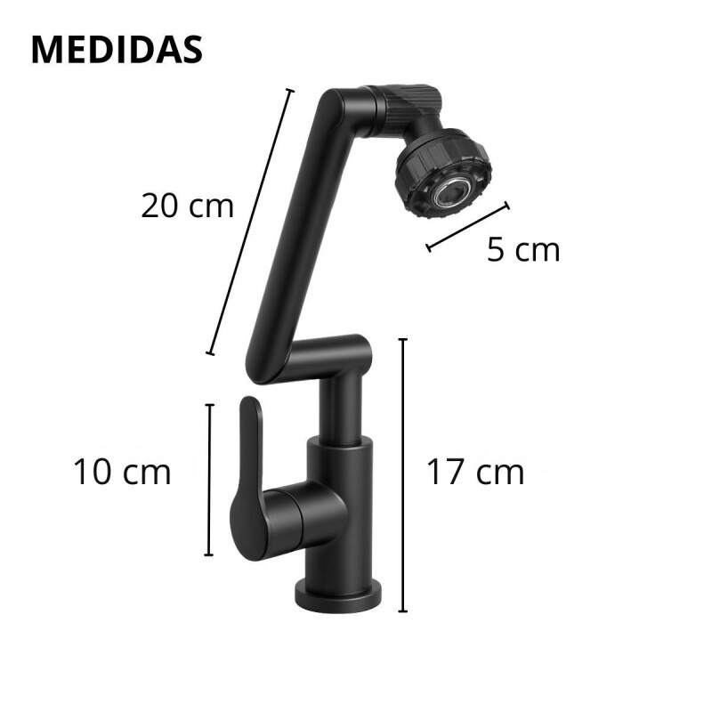 Canilla Baño Grifo Monocomando Griferia Giratorio 360 Negro Canilla Baño Grifo Monocomando Griferia Giratorio 360 Negro