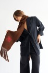Bufanda Scarf Marrón con Rojo