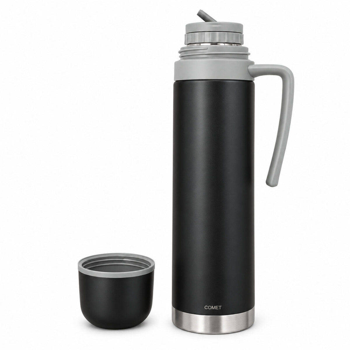 Termo Ac. Inox 0,50Lts Manija Pico Cebador Paris Comet - Negro 