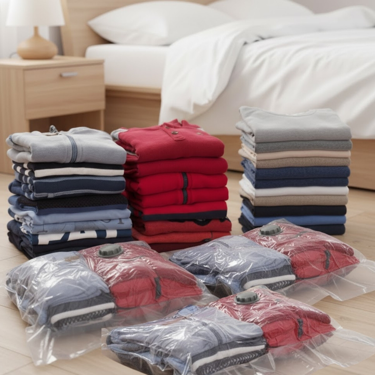 Set x3 Bolsa al vacío para ropa M - TRANSPARENTE 