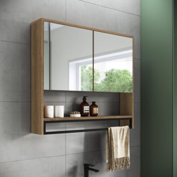 BOTIQUIN 2 PUERTAS CON ESPEJO 80 CM - MIEL BOTIQUIN 2 PUERTAS CON ESPEJO 80 CM - MIEL