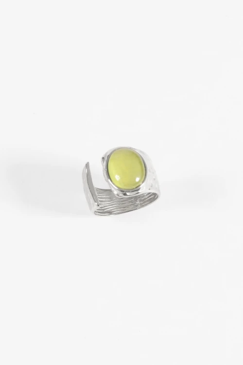 Anillo acero irregular piedra plateado
