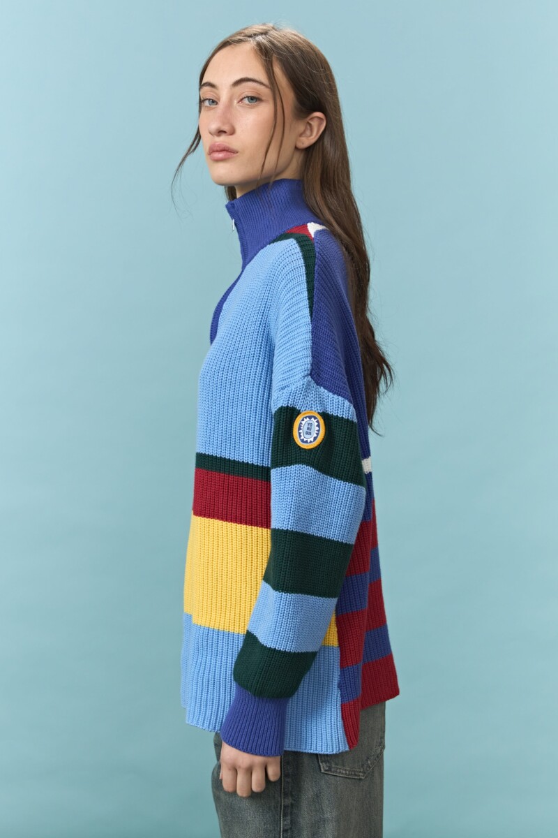 Sweater de algodón rayado multicolor multicolor