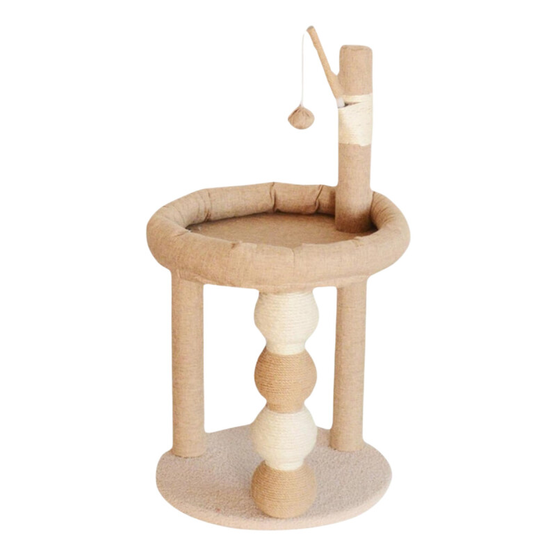 Rascador Para Gato Torre Con Felpa Forrado En Sisal Juego Beige