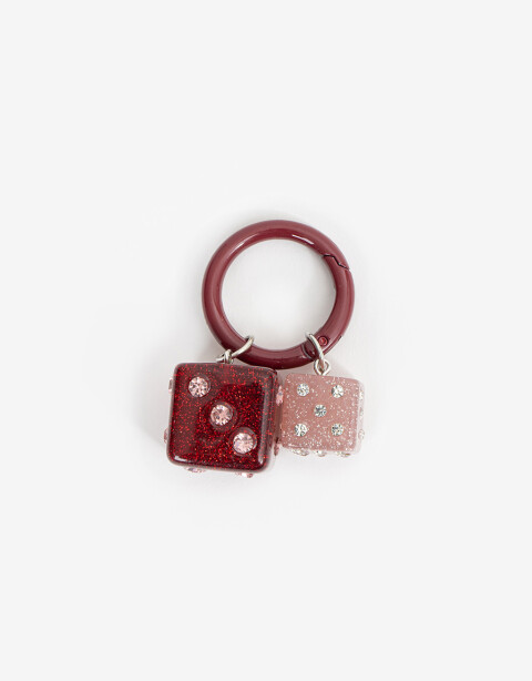 Llavero Acrilico Llavero Y Bag Charm Dados - Rojo Burdeaux