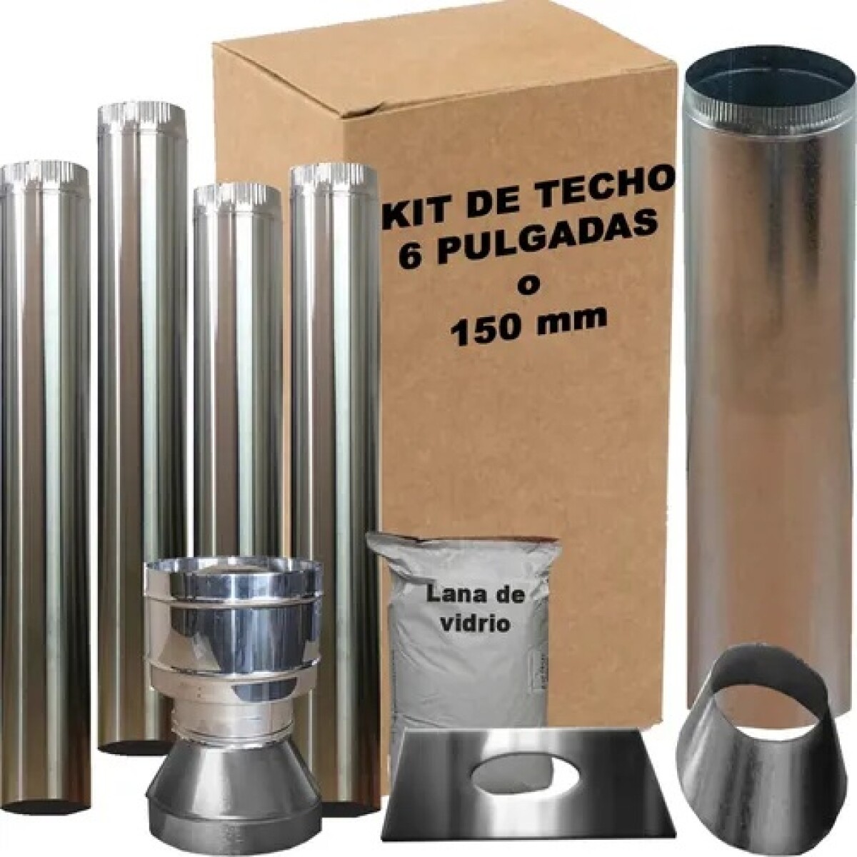 KIT DE CAÑOS SALIDA POR TECHO 6" ACERO INOX 3MTS 