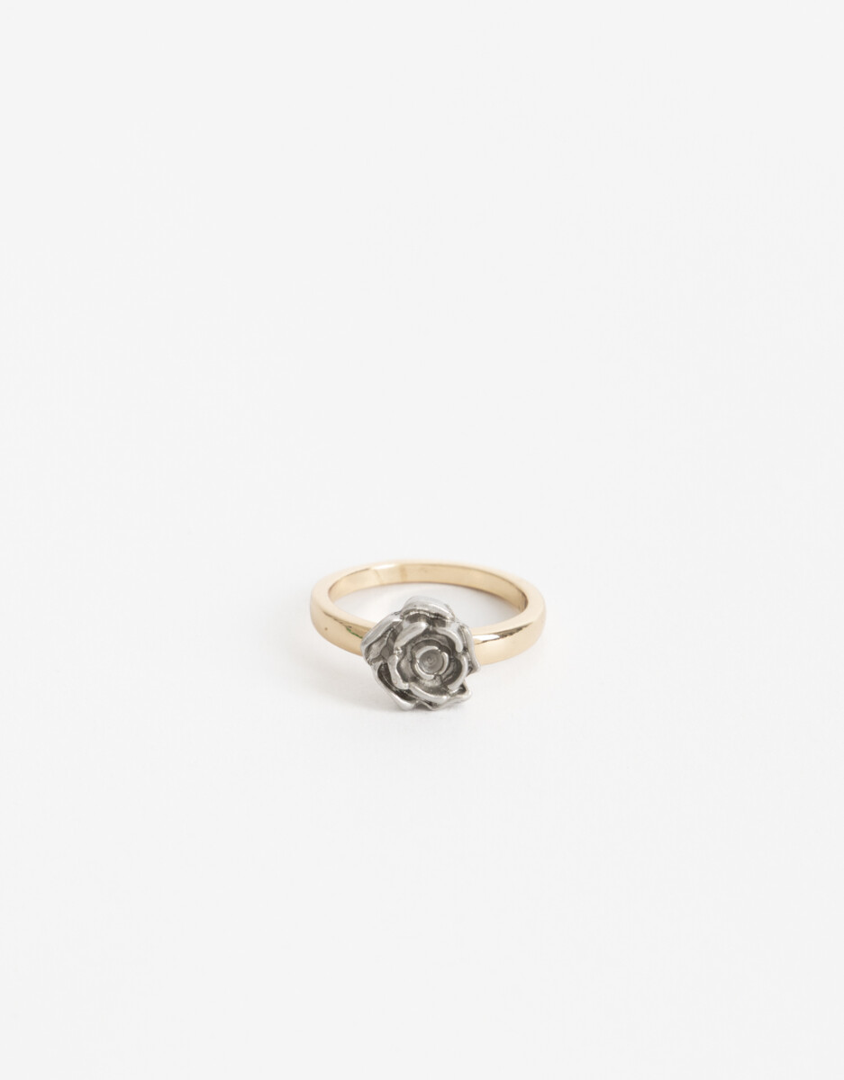 Anillo Rosa Metal Biplating 