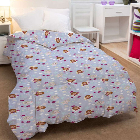 Acolchado Infantil Forzen 1 Plaza 100% Microfibra Lila