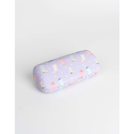 Estuche De Anteojos Rígido Estampado Violeta Lila
