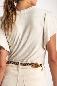 Remera Manga Volado Beige Melange