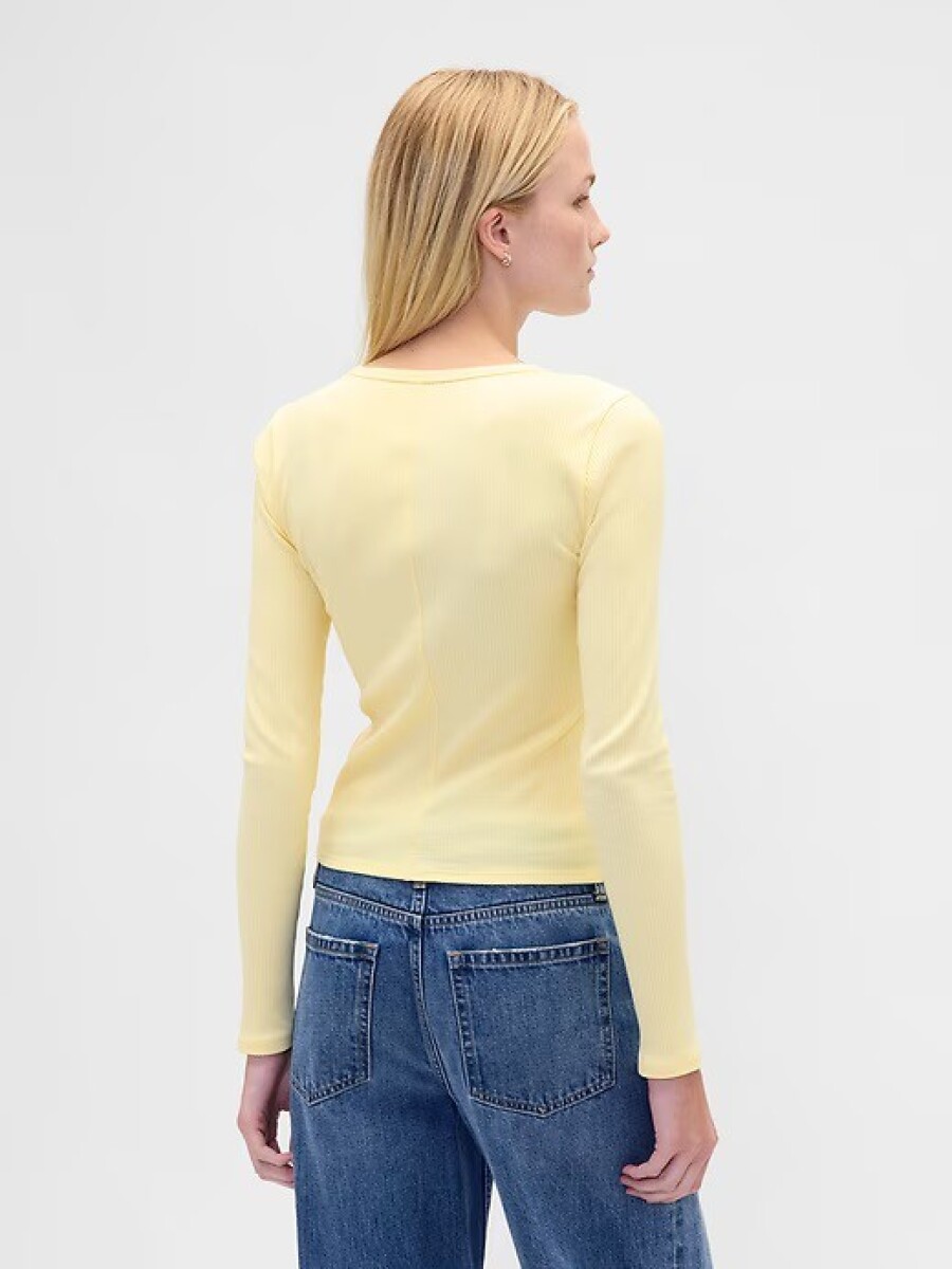 Remera Rib Manga Larga Mujer - Pale Banana 12-0824Tcx 