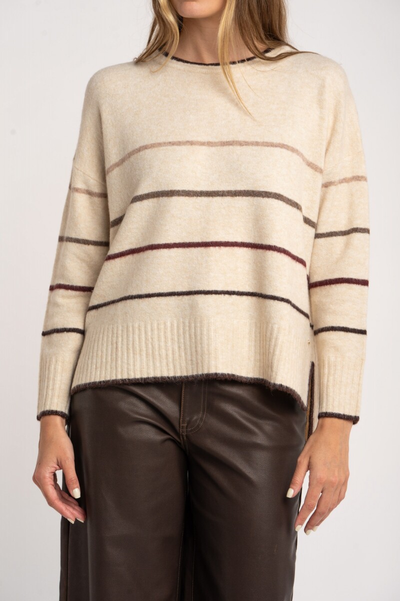 Sweater Rayado - Bordeaux 