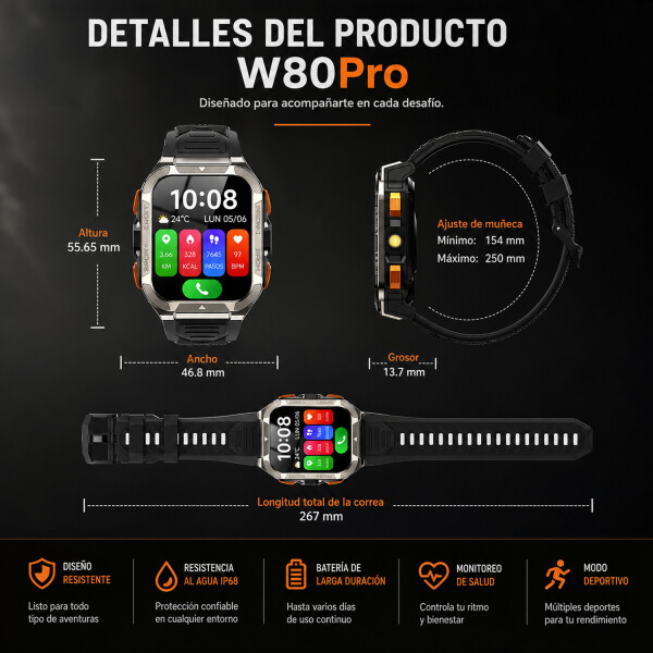 Smartwatch Blackview W80 Pro Linterna VERDE