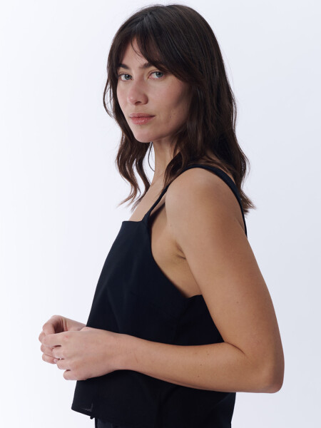 Top escote recto Negro