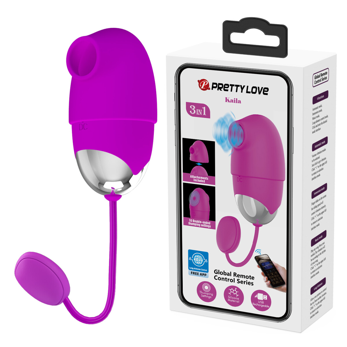 Vibrador Estimulador 3en1 Kaila Pretty Love 