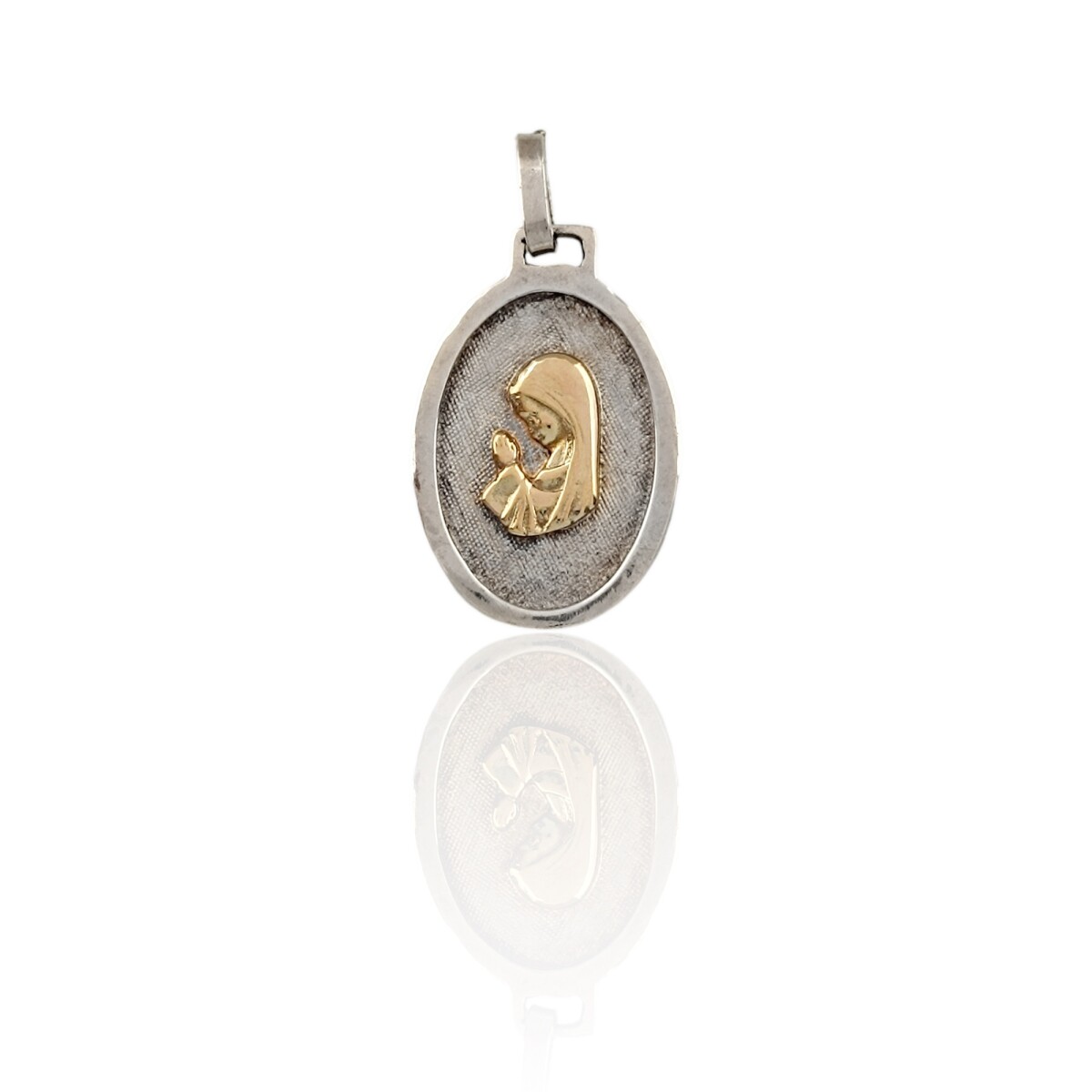Dije Medalla Virgen Niña Oval-Plata y oro- Sin piedra- CP5035 - sinpiedra 