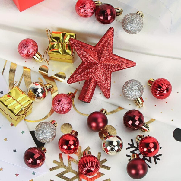 Kit Arbol Completo + Adornos Chirimbolos Decoracion Navideña Variante Color Rojo