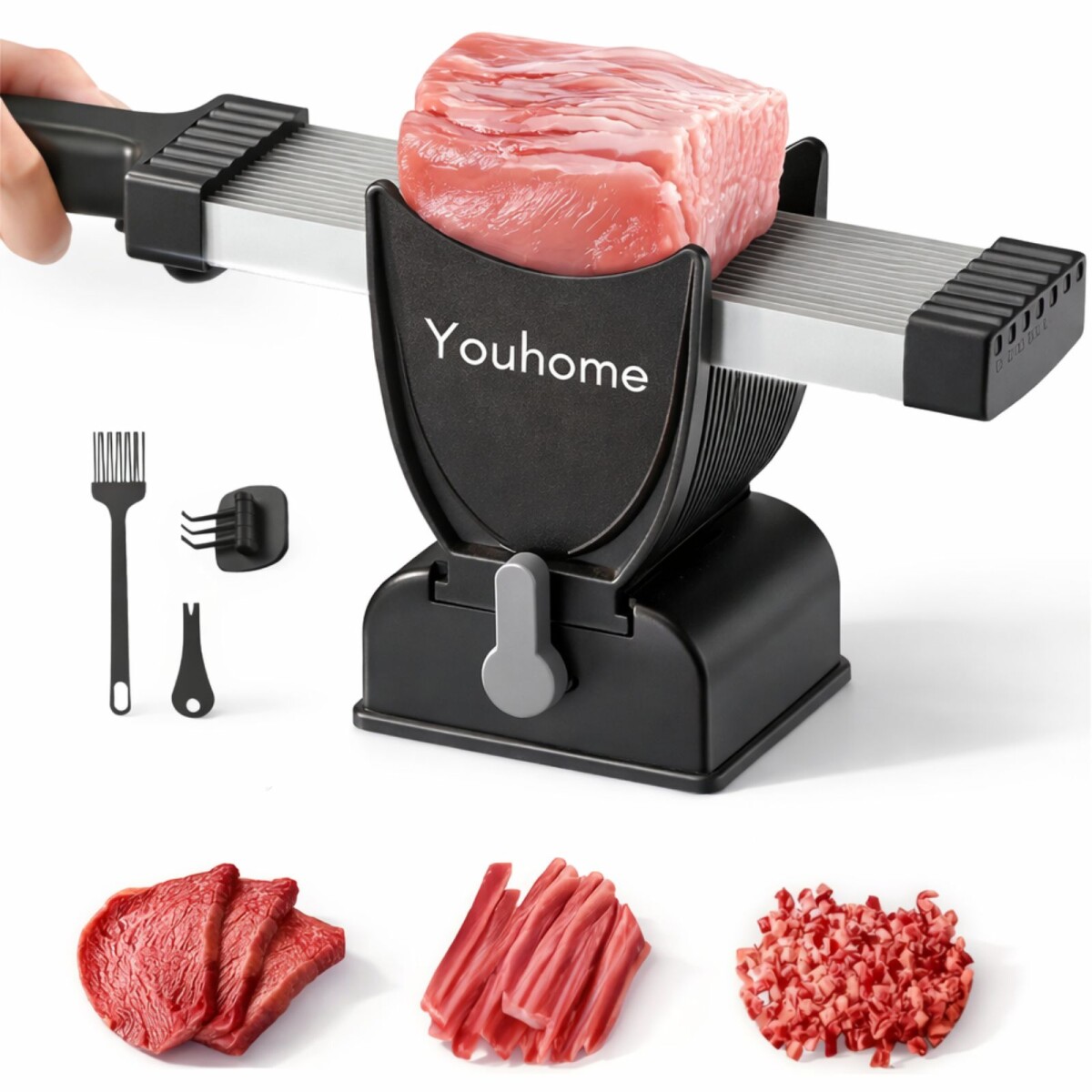 Picadora Cortadora Carne Manual Trituradora Ajustable Tiras 