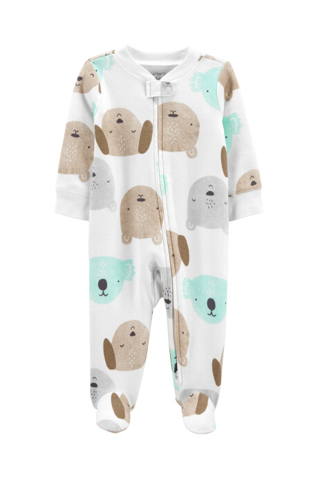 Pijama de algodón con pie y doble cierre 0