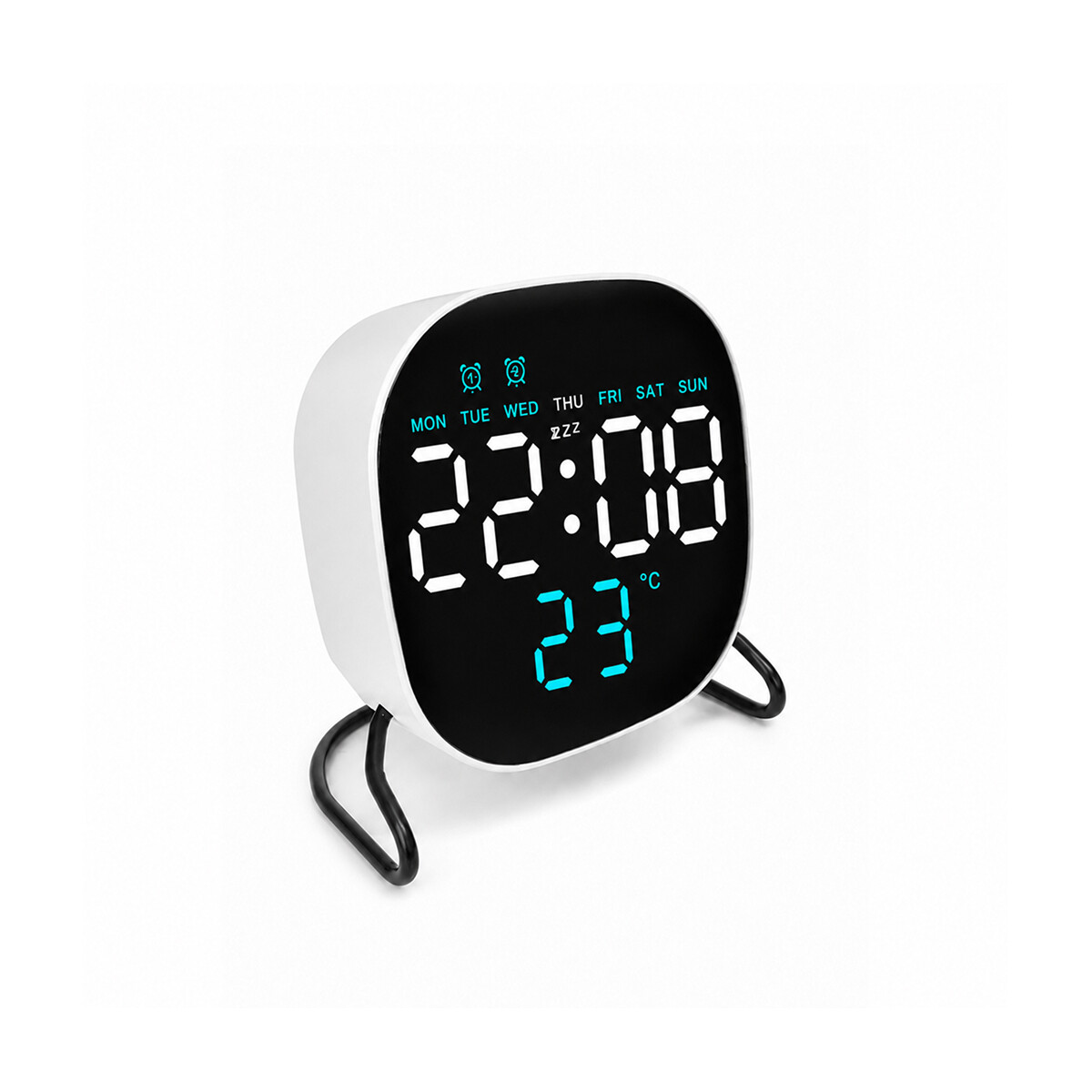 Reloj digital con indicador de temperatura Cuadrado Blanco - Blanco 