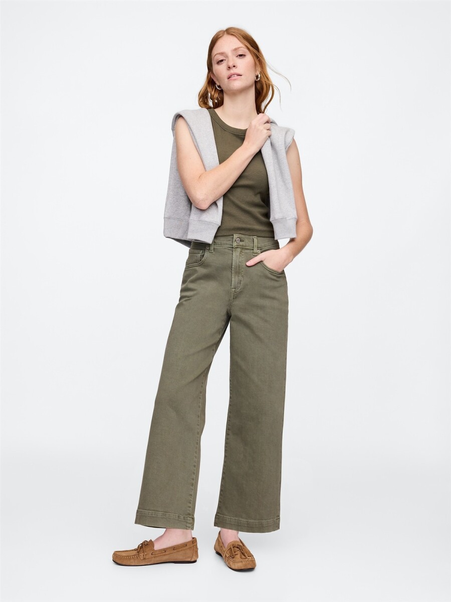 Jean Wide Leg Crop Mujer - Mesculen Green 