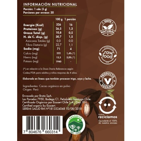 Brota Cacao en polvo orgánico 150 g Brota Cacao en polvo orgánico 150 g