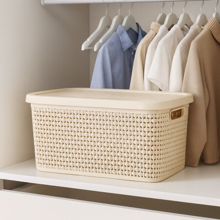 CAJA ORGANIZADORA SIMIL RATTAN 40 LITROS BEIGE CAJA ORGANIZADORA SIMIL RATTAN 40 LITROS BEIGE