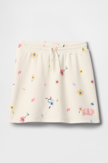 Short Pollera Logo Gap Niña White Floral Print