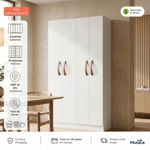 Mueble Multiusos Organizador Ropero de 10 Estantes con 4 Puertas - 170x 89 x 31,5 cm - Blanco Mueble Multiusos Organizador Ropero de 10 Estantes con 4 Puertas - 170x 89 x 31,5 cm - Blanco